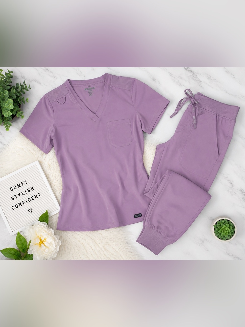 Med Couture Lavender V-Neck Scrub Set